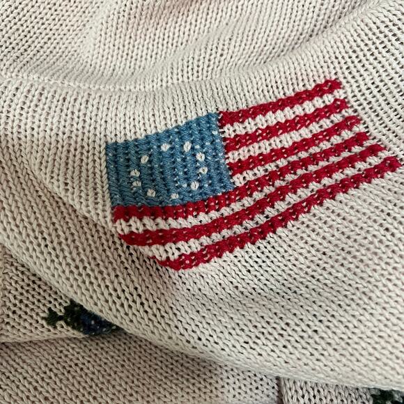 Vintage 90s Venezia Sweater 14/16 Grandmacore USA Flag Cross Stitch Cottagecore - Picture 6 of 10